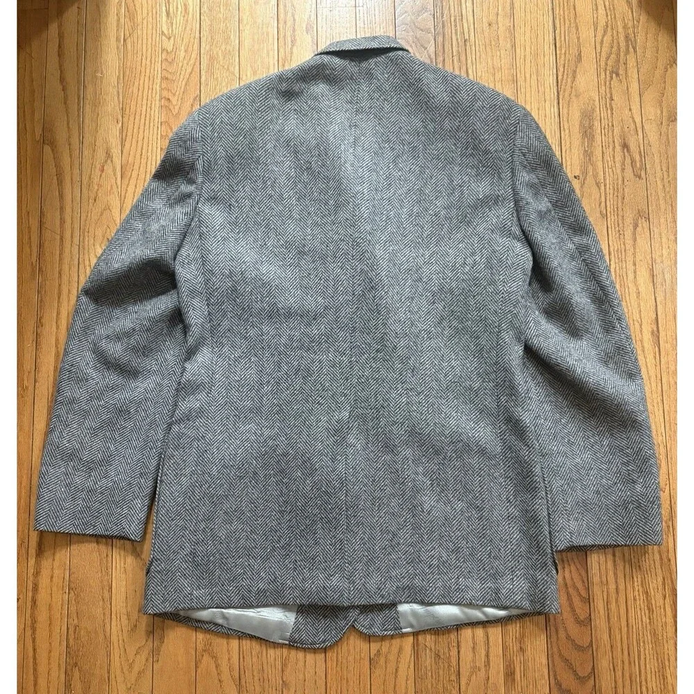 Vintage Imperial Haggar 100% Pure Wool Herringbone Tweed Blazer Size 42 Made USA